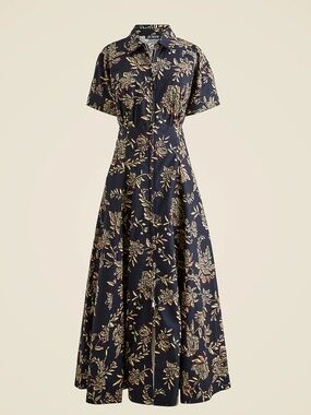 J. Crew Zip-up shirt-dress in floral cotton poplin